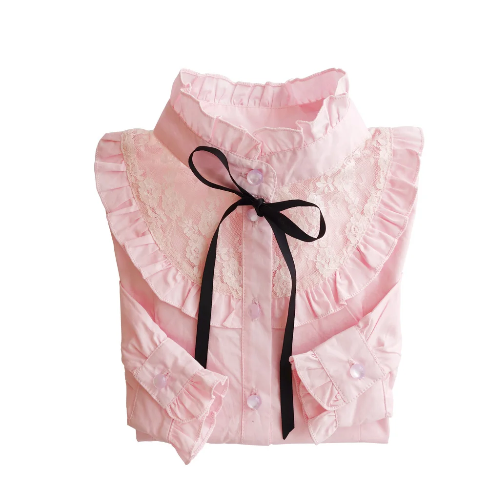 2017 весенне осенняя блузка для маленьких девочек розовая/белая одежда детская