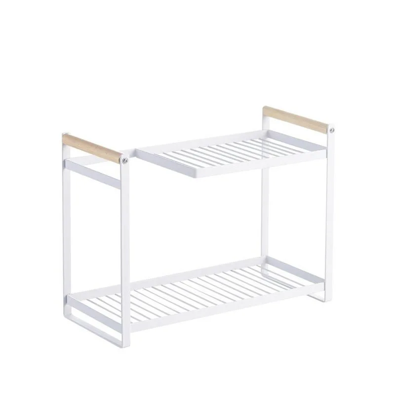 

Iron Art Makeup Organizer Two-Layers with wooden handle Jewelry Box Cosmetic Organizer Makeup Storage Bathroom Table Organizer