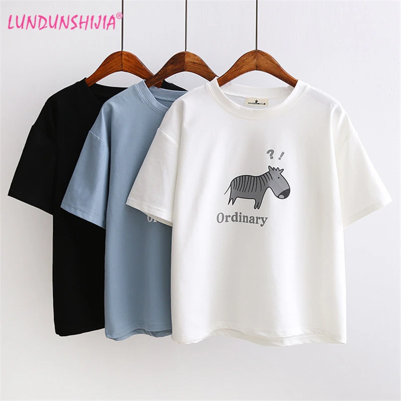 LUNDUNSHIJIA женские футболки с принтом зебры 2017 Летняя женская футболка Harajuku рубашка