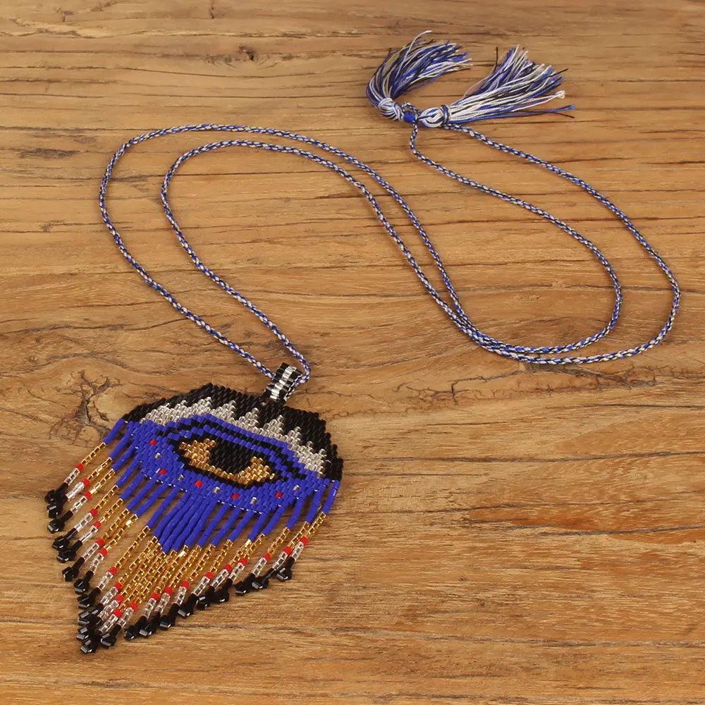 SHINUSBOHO lucky eye ожерелье для женщин MIYUKI collier длинное кулон с кисточкой Турция сглаза