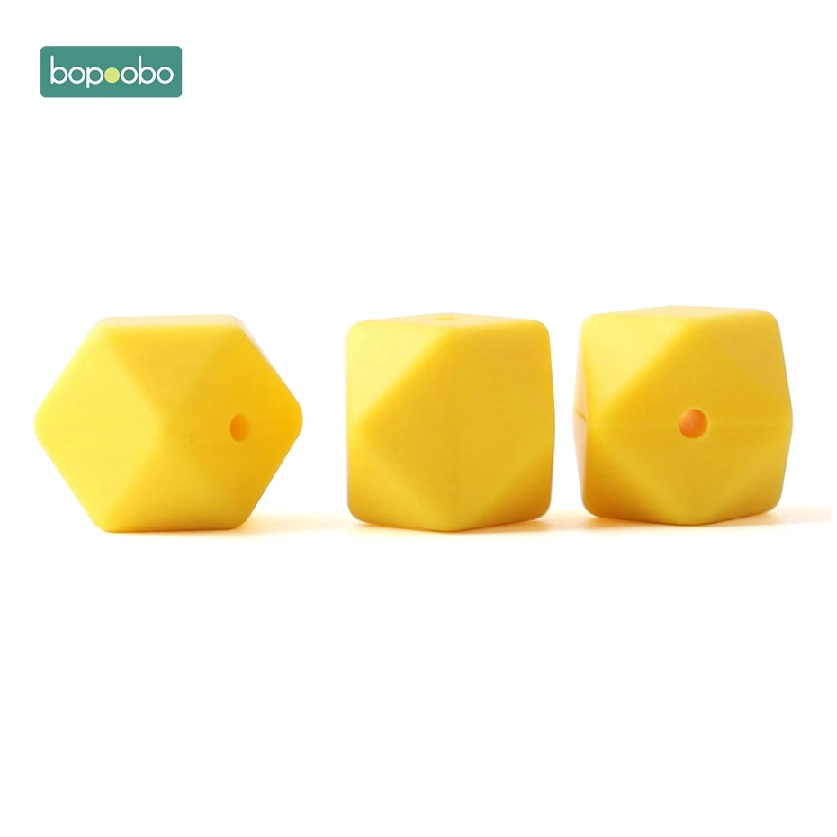Yellow Bopoobo 17 мм силиконовые бусины для кормления аксессуары 10 шт. красочные силиконовые шестигранные бусины Монтессори игрушки Детские принадлежности для кормления - Цвет: Yellow