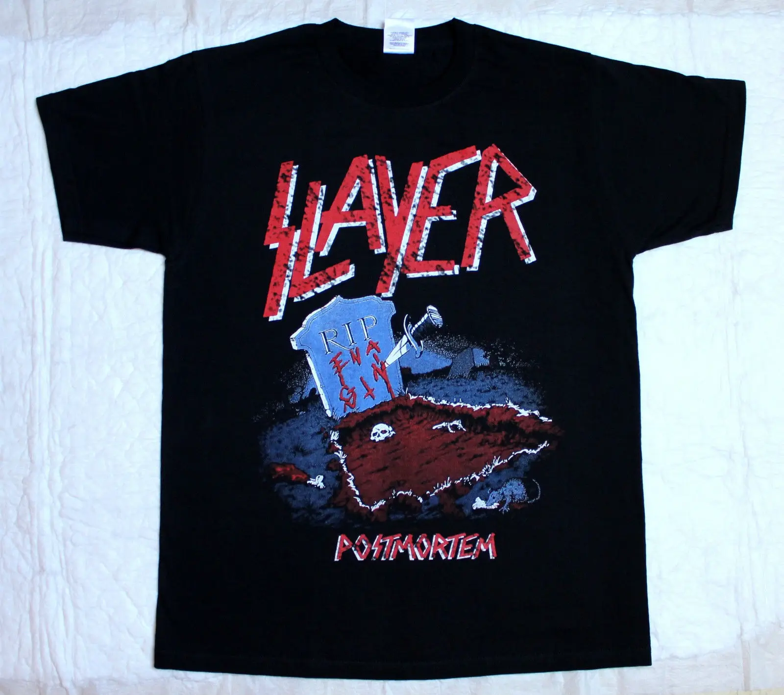Футболка мужская черная с надписью SLAYER POST morteme 86 THRASH 2018|Мужские футболки| |