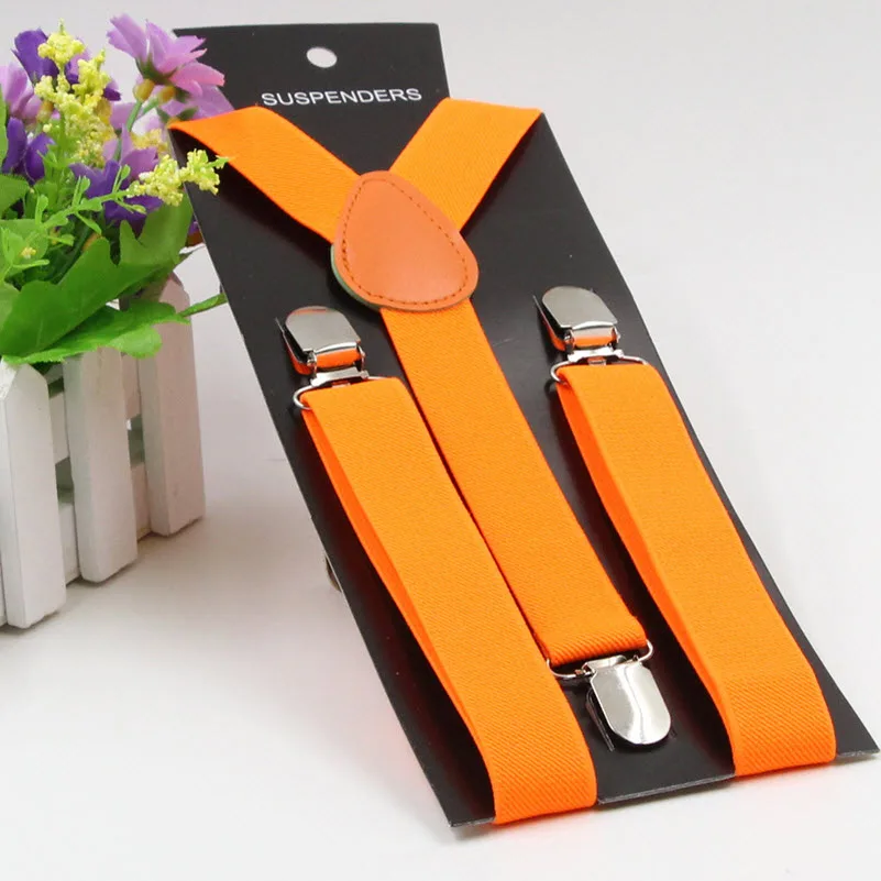 20 fluo orange Детские подтяжки для мальчиков Y-back Регулируемая заколка для девочек-на подтяжках пояс для мальчиков 40 цветов M 2,5X85 см - Цвет: 20 fluo orange