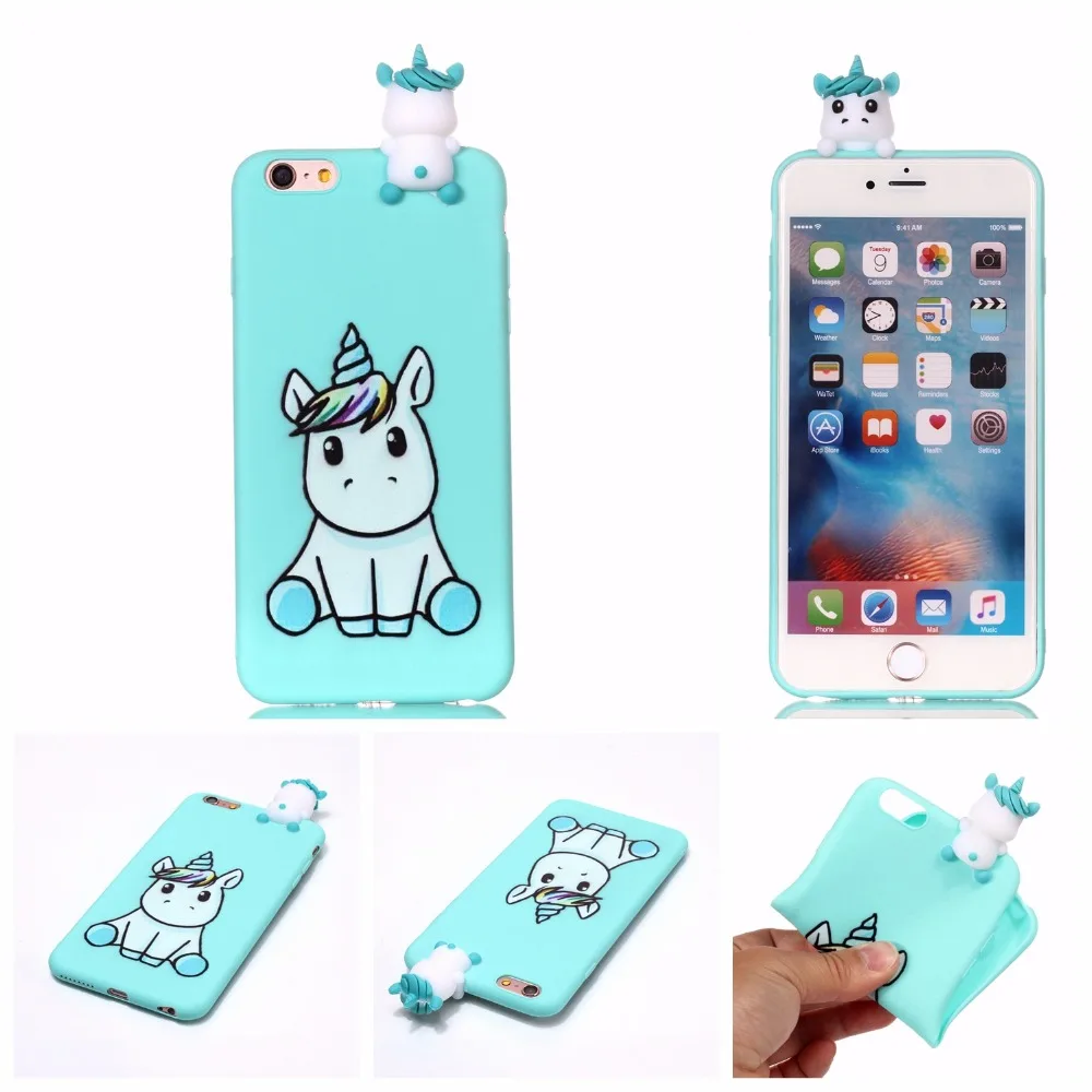 Для iPhone 6 6s 6Plus Plus 7 8 X Чехол 3D Мягкий силиконовый чехол с рисунком из мультфильма
