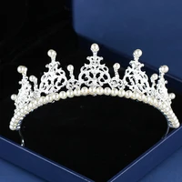 janevini 2020 silver crystal jewelry pearl wedding tiara crown bride headpiece princess bridal hair accessories haar sieraden