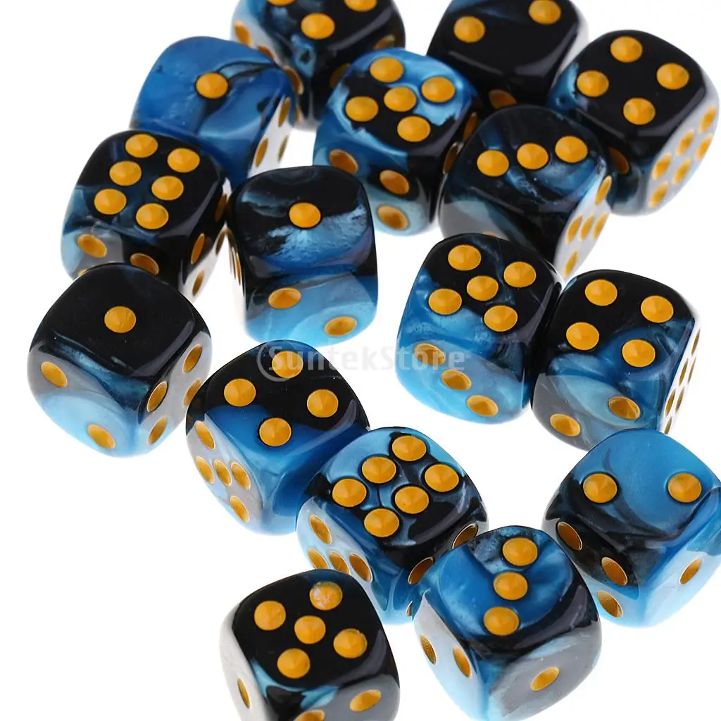 Портативная акриловая 6 сторонняя игральная кость D6 30 штук с железной коробкой