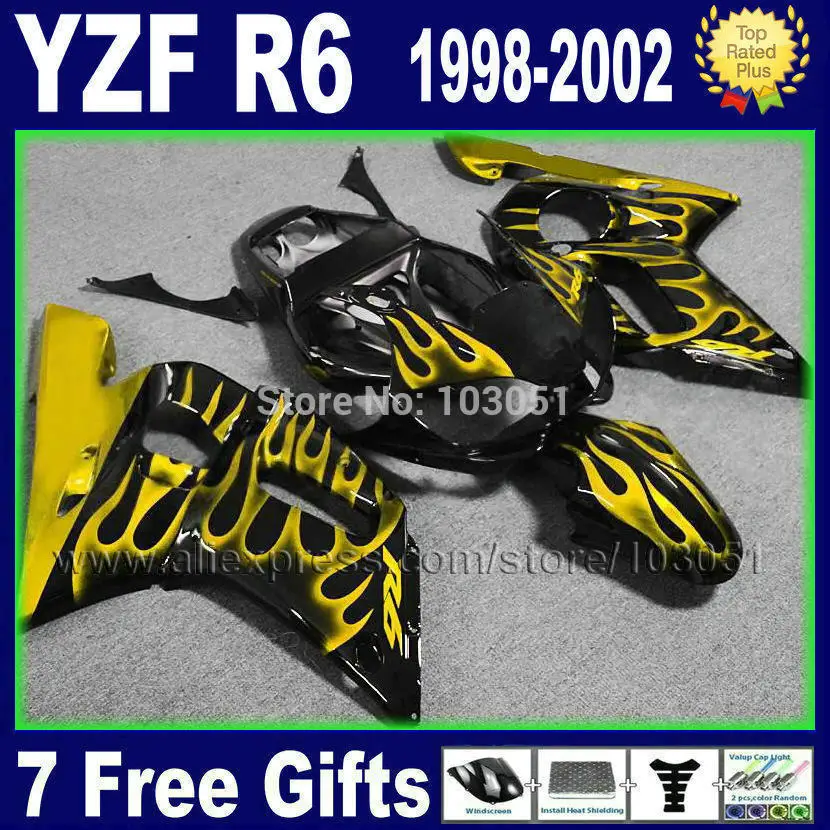 

Пользовательские moto пламя обтекатель для YAMAHA R6 1998 1999 2000 2001 2002 02 00 01 99 98 YZF R6 ремонт кузова обтекатели комплект