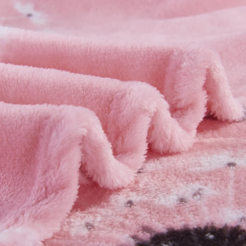 Удобное мягкое одеяло с рисунком розового одуванчика толстое фланелевое для