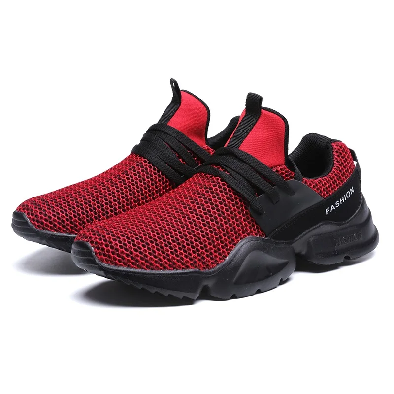 02red Большие размеры 36-48, модные мужские туфли, мужские кроссовки, пара, Повседневная легкая обувь для мужчин, дышащие мужские кроссовки, обувь для школьников - Цвет: 02red