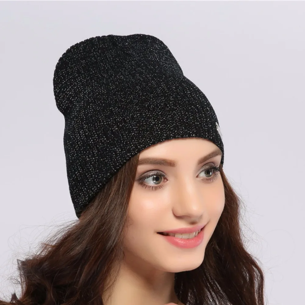 Geebro брендовая зимняя женская шапочка повседневные черные вязаные акриловые