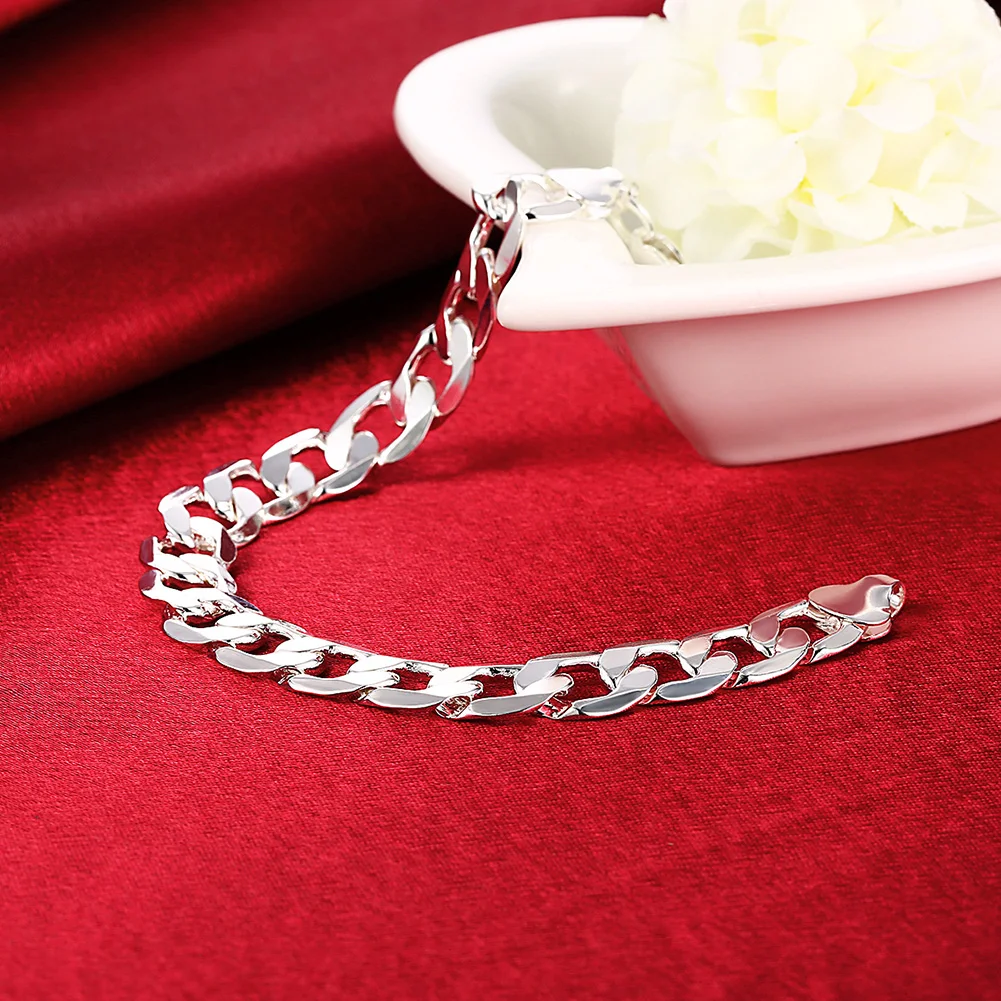 H262 Wholesale Fashion silver plated jewelry bracelet chain charm unisex lady gift classic hot curb | Украшения и аксессуары