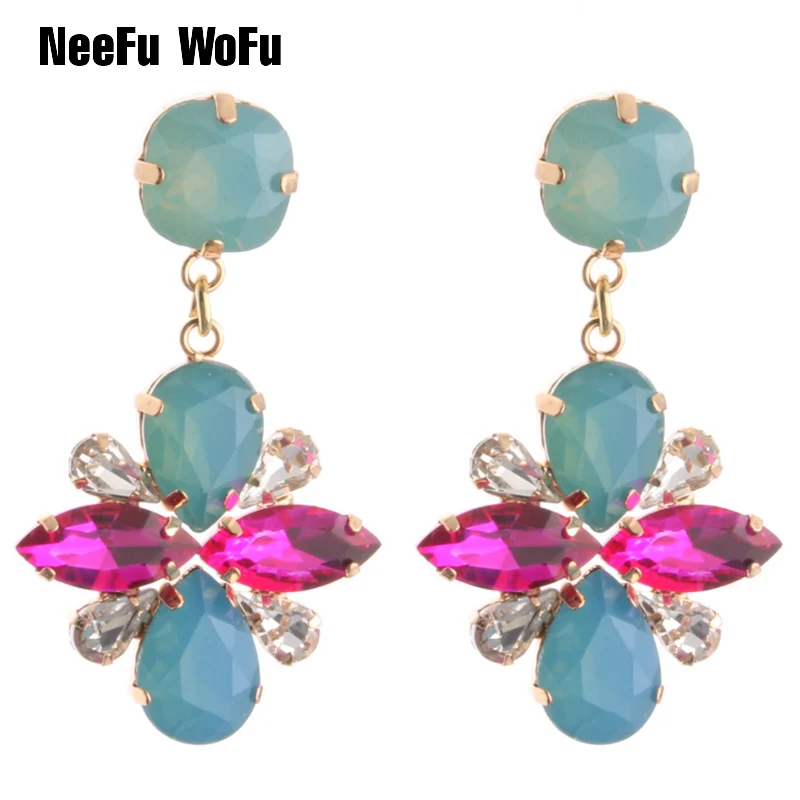 Висячие серьги NeeFu WoFu брендовые хрустальные большие длинные аксессуары для ушей