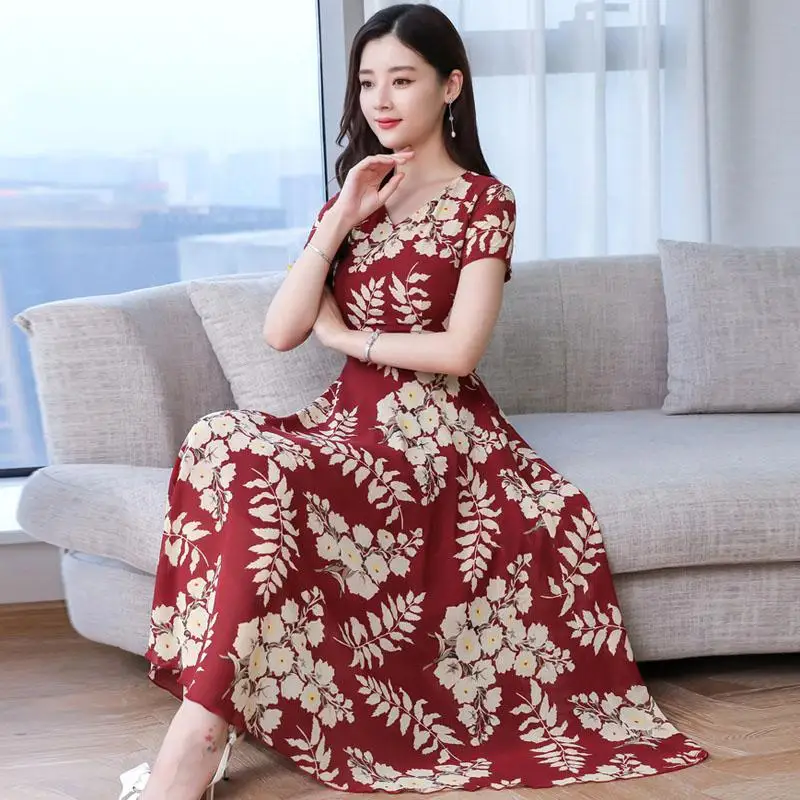 Yfashion женское летнее платье с коротким рукавом модным принтом и длинной талией