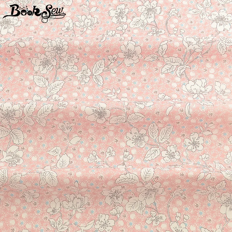 Booksew 100% хлопок печатная розовая цветочная ткань для кукол Тип саржа DIY Tecido Telas