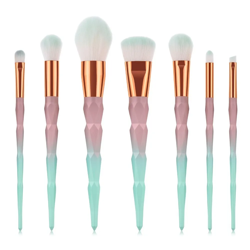 7pcs 5/7 шт Профессиональные натуральные щетинки Макияж Кисти пудра для лица набор для основы бровей Тени для век Maquillaje кисть бронзатор Макияж инструмент - Handle Color: 7pcs