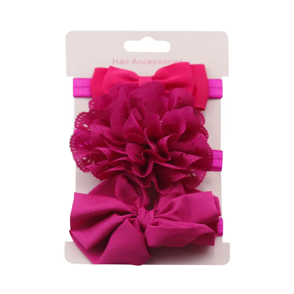 Yundfly 3pcs/set Kids Elastic Floral Headband Baby Girls Bowknot Solid Color Children Hair Turban Headwear Set | Мать и ребенок