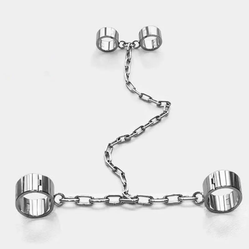 

Slave bdsm metal hand ankle cuffs stainless steel handcuffs leg irons shackles torture devices bondage restraints sex tools
