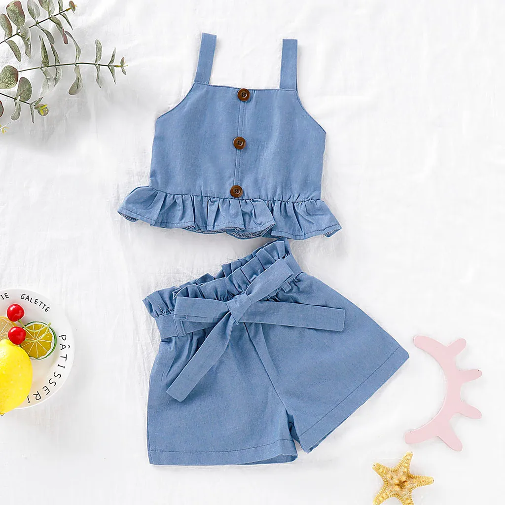 Одежда для маленьких девочек Четвертого июля детская одежда верх однотонные