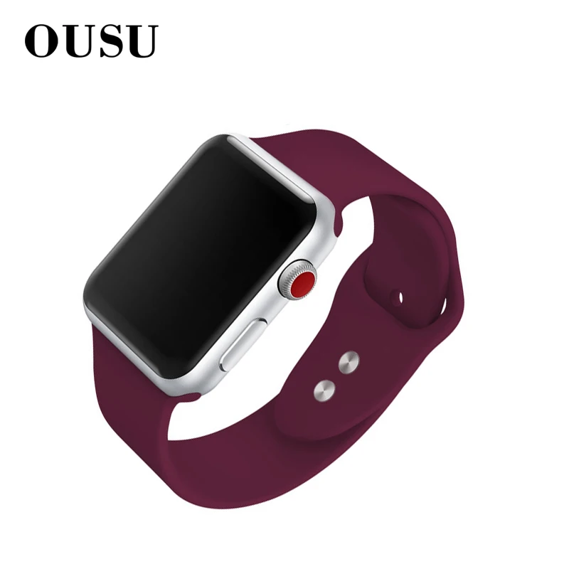 OUSU силиконовый ремешок Спортивные Смарт часы для apple Watch 4 3 2 1 38 мм 42 40 44