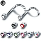 Пирсинг ноздрей из титана G23, Ювелирное Украшение для носа с плоским самоцветным винтом, гвоздик для ноздрей, пикантное Ювелирное Украшение для пирсинга, 20 г и 18 г, 1 шт.