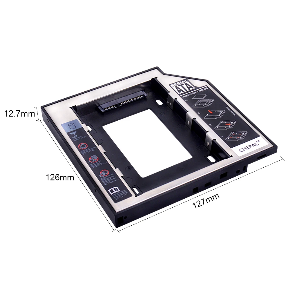 CHIPAL 2019 алюминиевый 2-й второй HDD Caddy 12 7 мм SATA 3 0 Optibay 2 5 ''SSD DVD жесткий диск