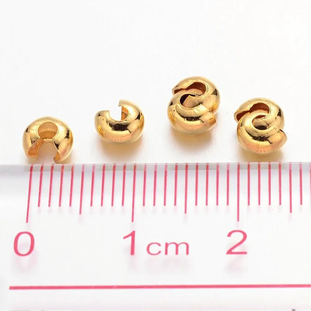 100pcs 4mm Iron Crimp Beads Covers Golden Silver Color Cadmium Free &amp Nickel Lead Hole: 1.5~1.8mm | Украшения и аксессуары