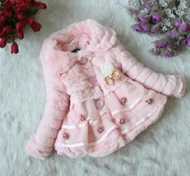 Baby Girls Jackets Autumn Winter Kids Warm Thick Outerwear Clothes Children Flower Lace Coat Infant Girl Clothing | Детская одежда и
