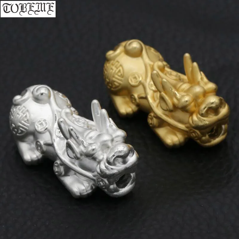 3D 100% 999 серебряные бусины Pixiu настоящие из чистого серебра Fengshui Lucky бусы с