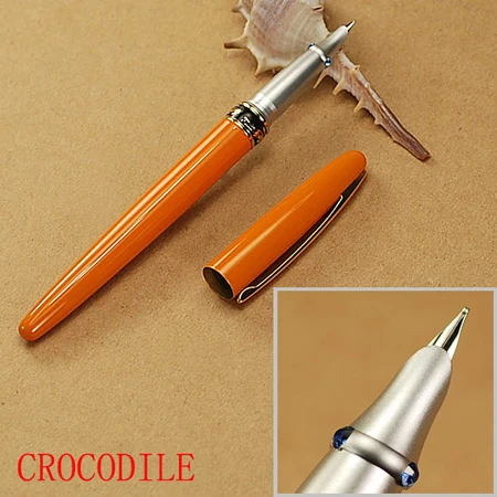 Ручка перьевая оранжевая крокодил с тонким пером 215|fine nib|fountain penorange fountain pen |