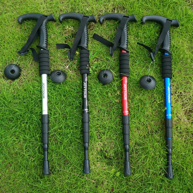 Трость 3 Раздел и 4 Секции Алюминиевого Альпеншток Открытый Восхождение Туризм