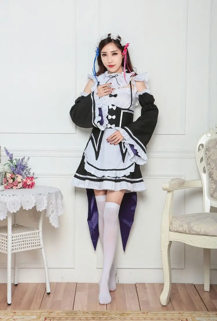 Re: zero Ram Rem косплей платье костюмы парики горничной костюм на Хэллоуин Re жизнь в