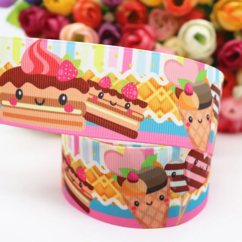 10 ярдов цветы/торт напечатанные Grosgrain ленты 1," 38 мм пробки для бутылок DIY ремесла аксессуары ручной работы M19060102