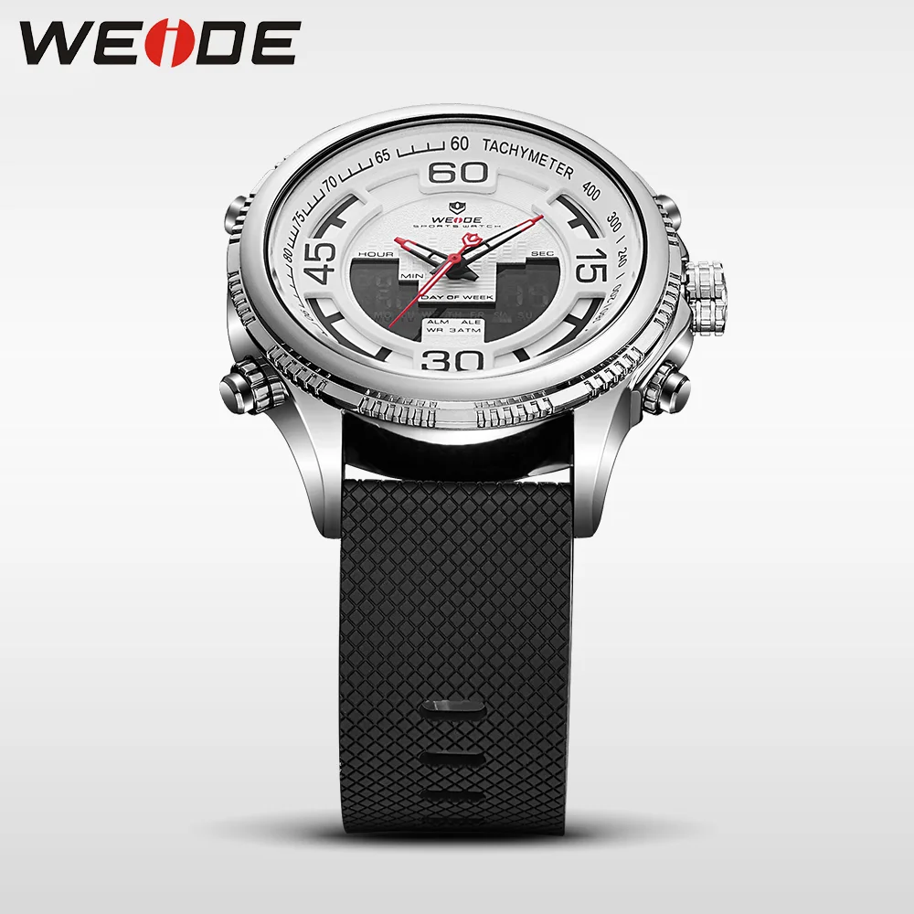 WEIDE роскошные оригинальные спортивные мужские часы Силиконовые кварцевые