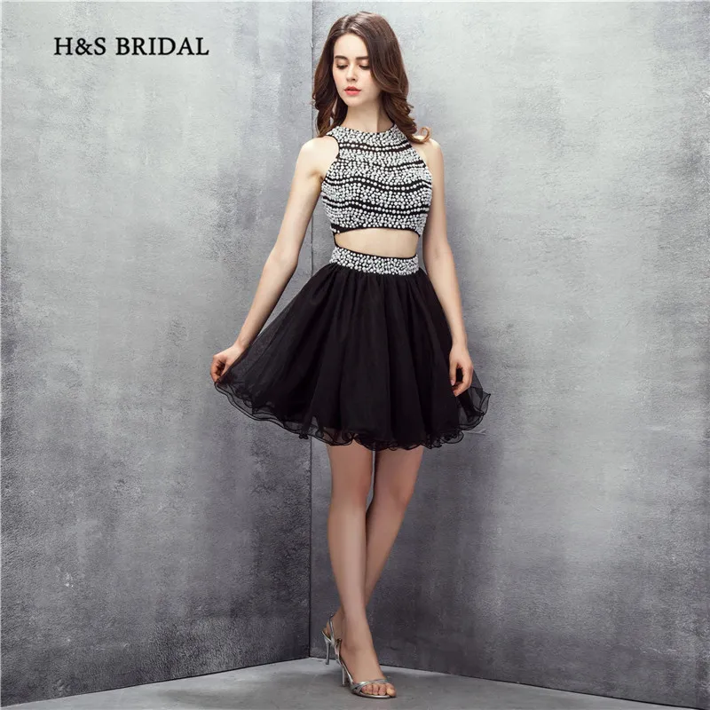 Короткие коктейльные платья H & S для невесты выше колена синие тюлевые черные