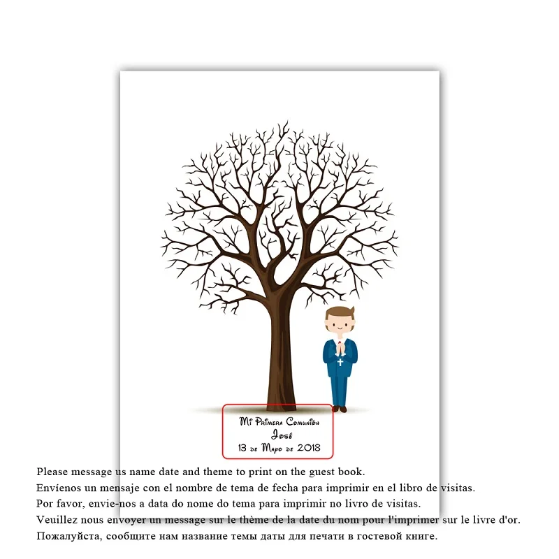 Забавное пользовательское имя Дата холст отпечаток пальца подпись DIY Гостевая