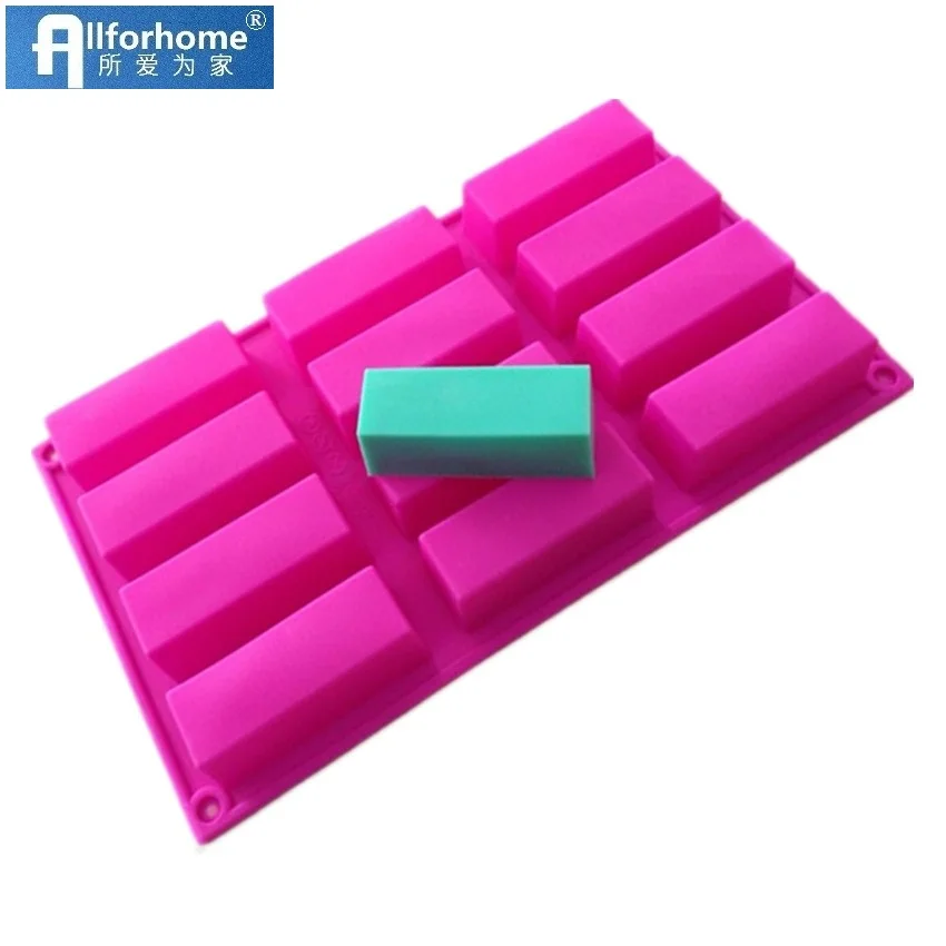 12 отверстий Прямоугольная форма для мыла силиконовая форма для мыла DIY Форма для шоколада мусс форма для торта маффиновая чашка инструмент для изготовления мыла