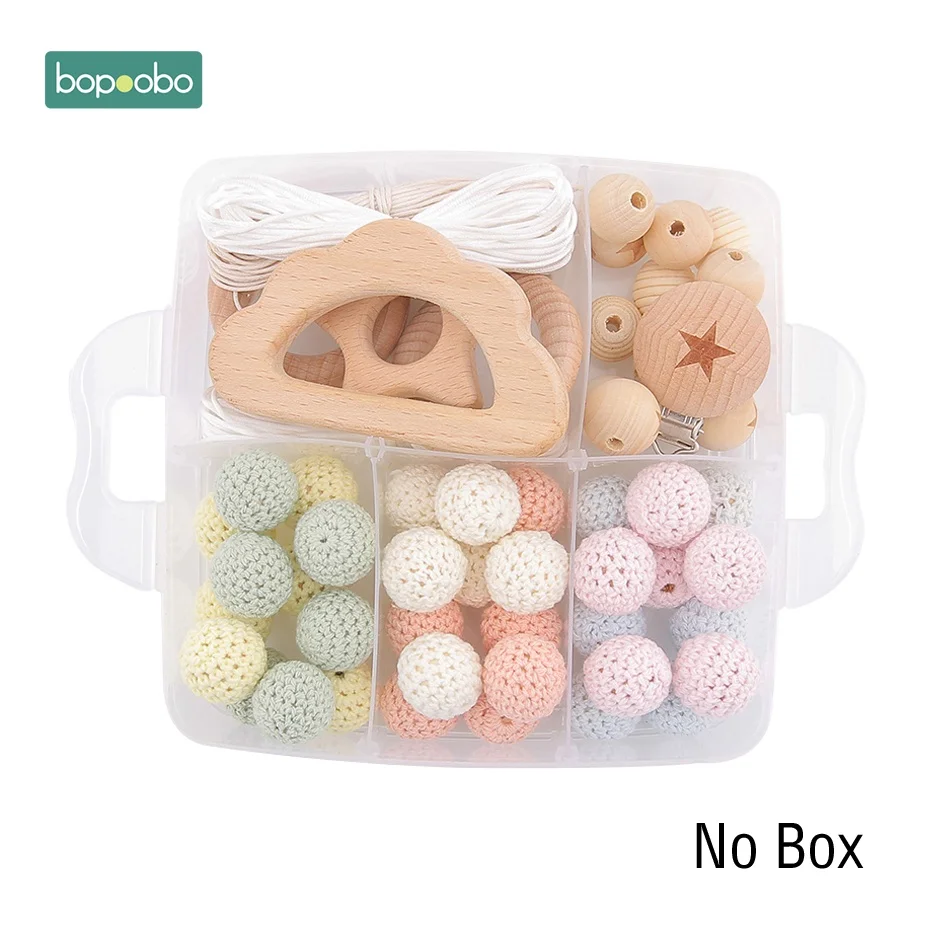 Candy Crochet Set-1 Bopoobo 1Set Baby Teether DIY Silicone Beads Pacifier Clip Chain Baby Mobile Wool ball BPA Free Wooden Crochet Beads Teether - Цвет: Candy Crochet Set-1