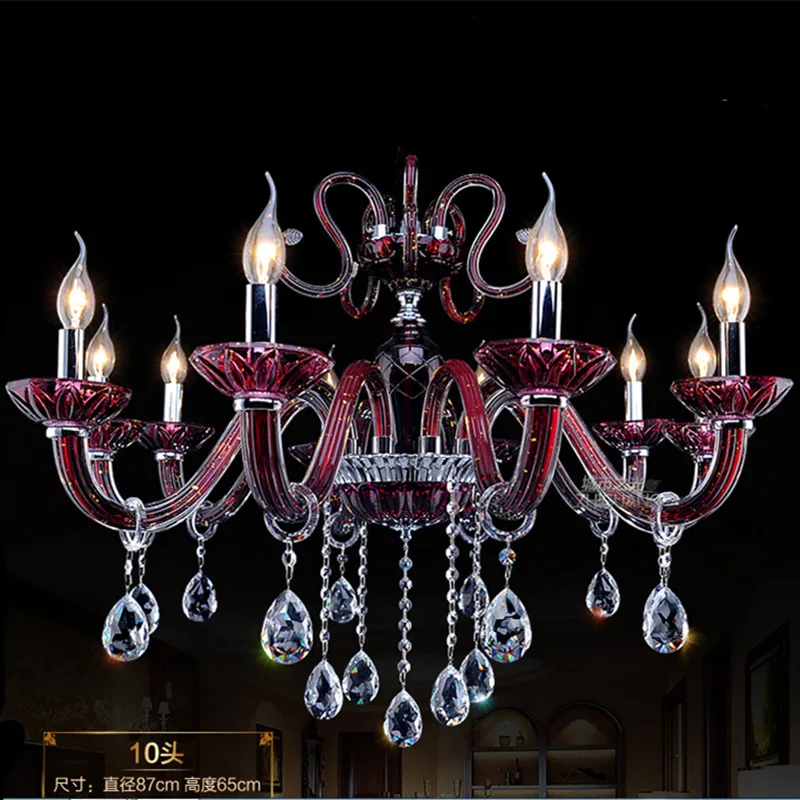 Rose Red Retro хрустальная люстра led внутреннего освещения Роскошные Фиолетовый