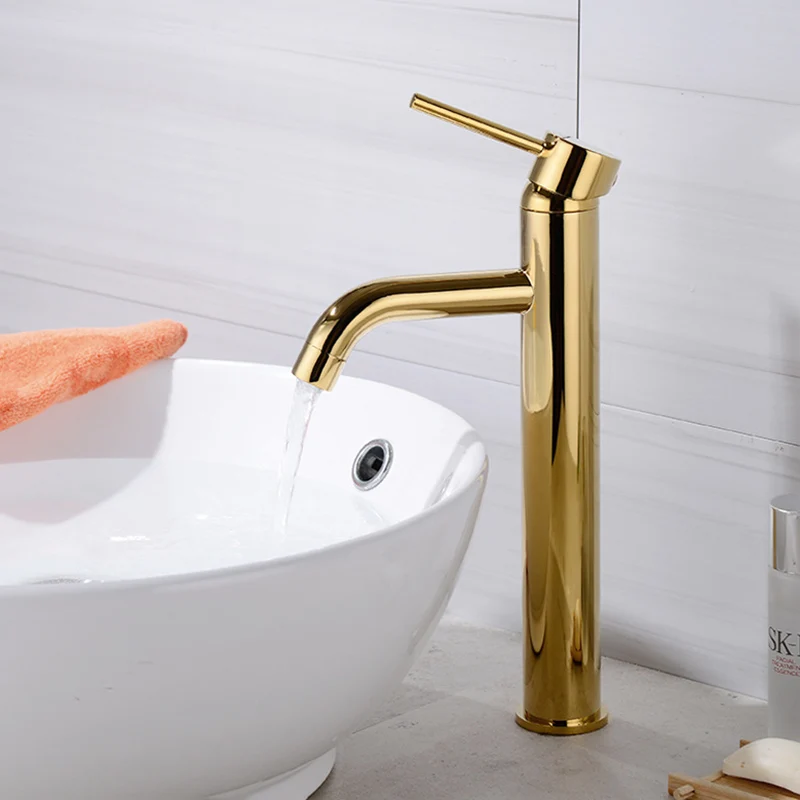 Rose Gold Brass Bathroom Basin Faucet Single Handle Deck Mounted Hot And Cold Bathroom Sink Water Mixer Tap