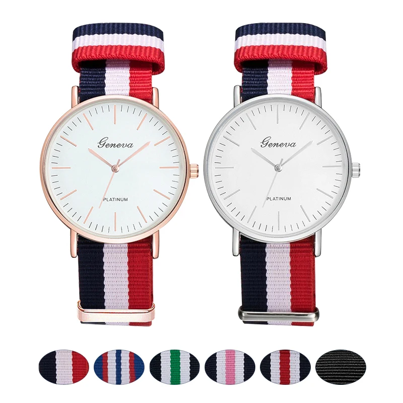 Модные холщовые женские кварцевые часы роскошные мужские нейлоновая пряжка
