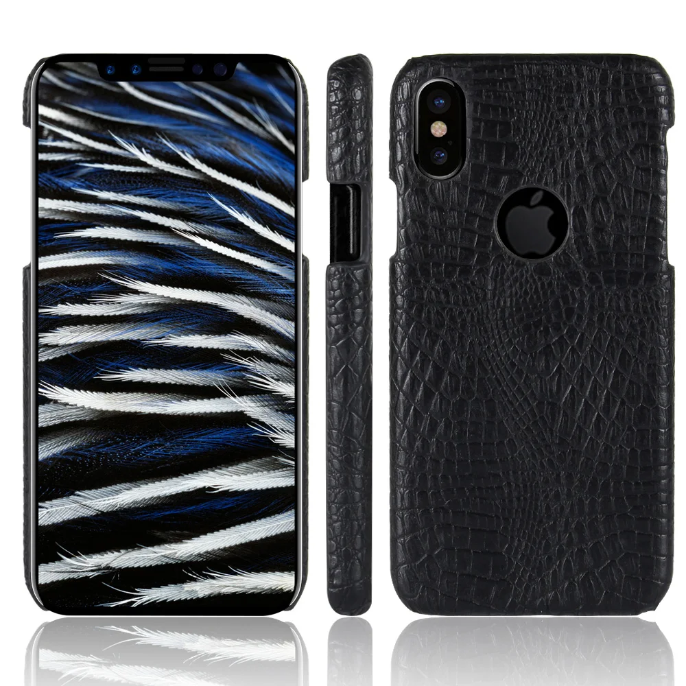 Роскошный чехол из кожи с текстурой крокодила и змеиной кожи для телефона Apple iPhone X.