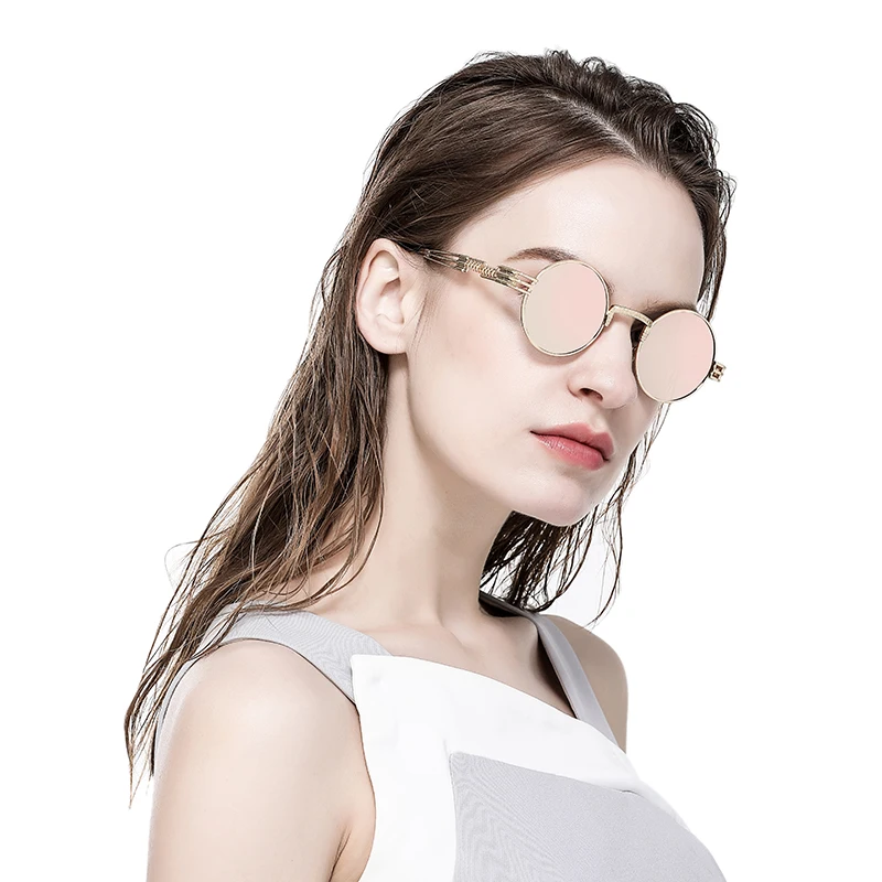 Поляризованные металлические круглые солнцезащитные очки в стиле стимпанк для