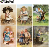 diapai 5d diy diamond painting 100 full squareround drill old man child oil painting 3d embroidery cross stitch home decor