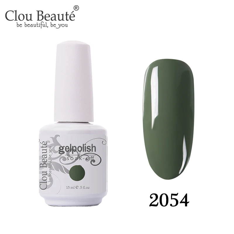 2054 Clou Beaute оливковый зеленый Цветной Гель-лак для ногтей Светодиодный УФ-гель для ногтей замачиваемый Гель-лак для ногтей маникюр Полупостоянный Vernis Гель-лак - Color: 2054