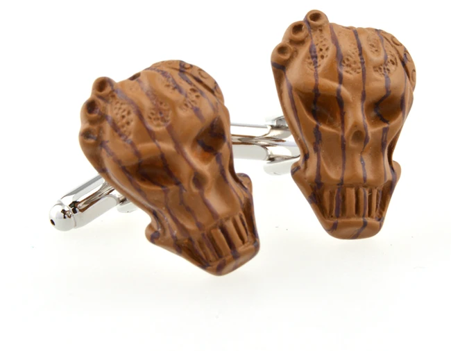 SUNNYLINK мужские запонки коричневый черный череп Запонки скелет для рубашки J1063|skeleton