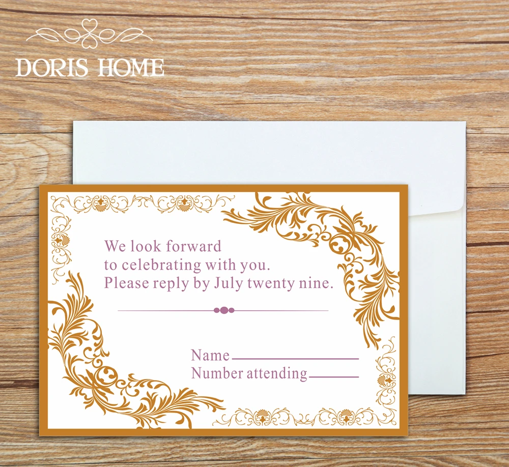 

Personalized RSVP Card with Free Envelope for Wedding / Party,50 pcs/lot,R6