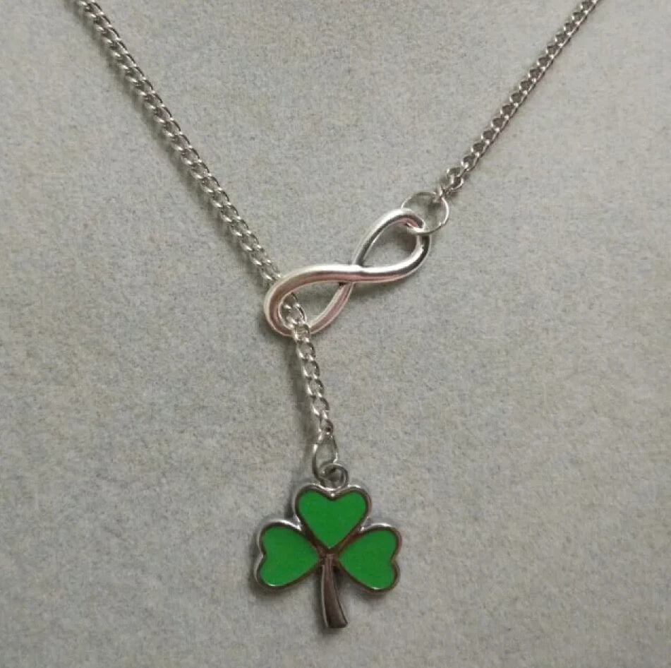 Lucky 8 & ALLOYGREEN 3 LEAF CLOVER ирландский шнур модная винтажная Очаровательная цепочка на