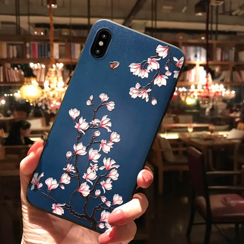 Hot Flower Bird Embossed Phone Case for iPhone 11 12 13 Pro Max X XS MAX XR Soft Back Cover 8 7 6 Plus Coque Capa | Мобильные