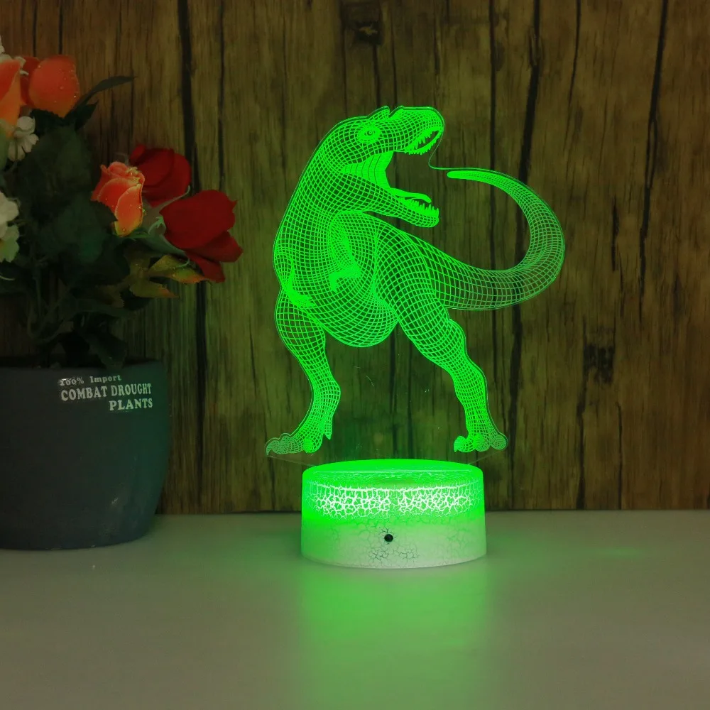 Бесплатная доставка крутая 7 видов цветов Сенсорная трещина база LED Usb 3D ночник