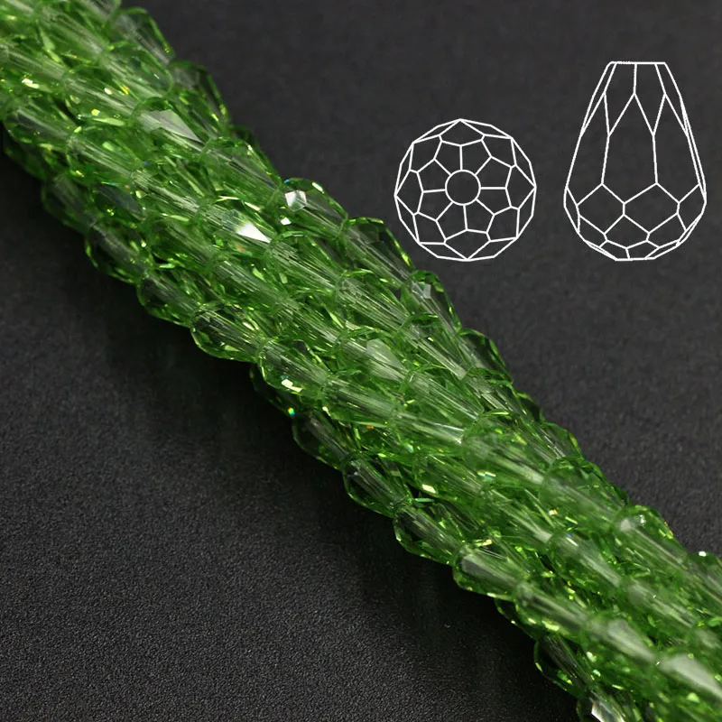 LIGHT GREEN ZHUBI Хрустальная подвеска 3*5/6*8 мм чешские стеклянные граненые бусины, китайские бусины,, аксессуары для ювелирных изделий - Цвет: LIGHT GREEN